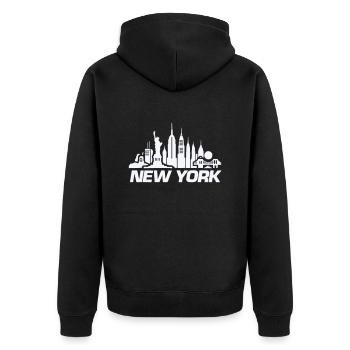 new york skyline ny - Unisex Premium Bio Zip Hoodie - Schwarz - Hinten - Nico (187cm)