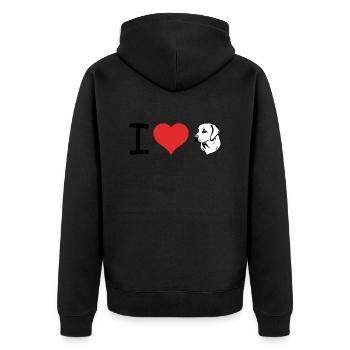 I love Labrador Retriever - Pet Design - Unisex Premium Bio Zip Hoodie - Schwarz - Hinten - Nico (187cm)