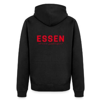 Food T-Shirt – Ruhr Area & Skyline Style - Unisex Premium Organic Zip Hoodie - black - Back - Nico (187cm)