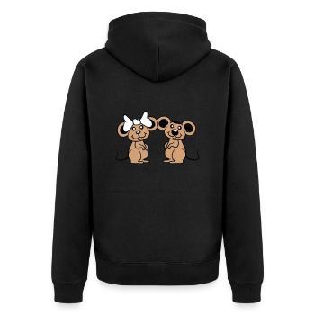 2 Mäuse Paar Zwei Verliebt Valentinstag Frau Mann - Unisex Premium Bio Zip Hoodie - Schwarz - Hinten - Nico (187cm)