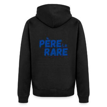 Seltene Perle Papa - Papa Geschenkidee - Unisex Premium Bio Zip Hoodie - Schwarz - Hinten - Nico (187cm)