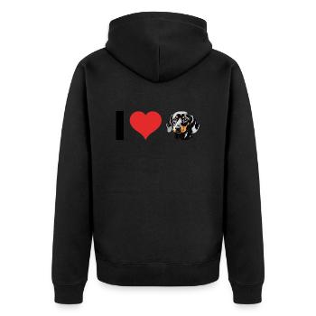 I love Dackel - Pet Dog Design - Unisex Premium Bio Zip Hoodie - Schwarz - Hinten - Nico (187cm)