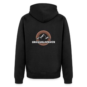 Grossglockner als Berg - Unisex Premium Bio Zip Hoodie - Schwarz - Hinten - Nico (187cm)