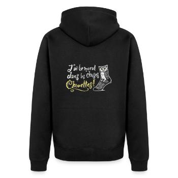 Jai le moral dans les choses chouettes ! - Veste à capuche bio Premium Unisexe - noir - Dos - Nico (187cm)