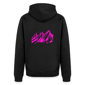 Berge - Berg - Unisex Premium Bio Zip Hoodie - Schwarz - Hinten - Nico (187cm)