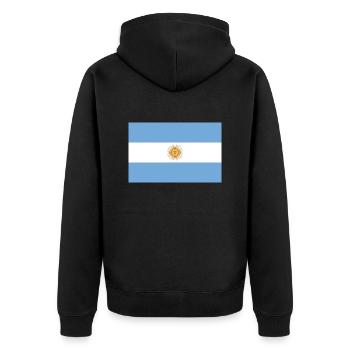 Argentinien Argentina Flagge Fahne - Unisex Premium Bio Zip Hoodie - Schwarz - Hinten - Nico (187cm)