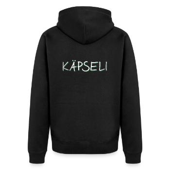 Badische Sprüche > Käpseli - Unisex Premium Bio Zip Hoodie - Schwarz - Hinten - Nico (187cm)