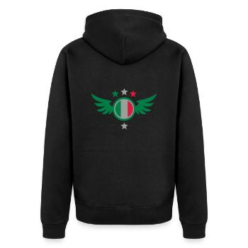 Fußball Emblem (Flügel, Italien) - Unisex Premium Bio Zip Hoodie - Schwarz - Hinten - Nico (187cm)