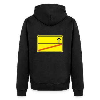 Ortsausgangsschild empty - Unisex Premium Organic Zip Hoodie - black - Back - Nico (187cm)