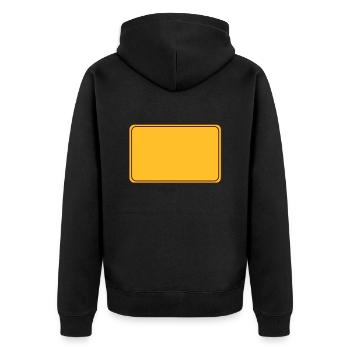 Ortsschild leer - Unisex Premium Bio Zip Hoodie - Schwarz - Hinten - Nico (187cm)