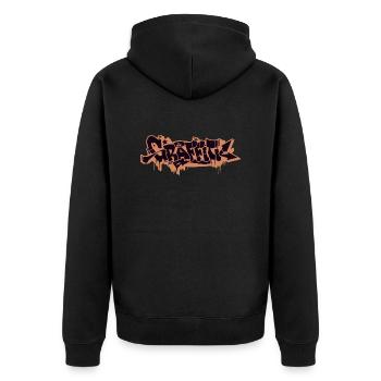 GRAFFITI - Unisex Premium Bio Zip Hoodie - Schwarz - Hinten - Nico (187cm)