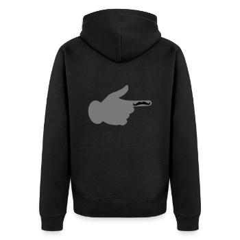 Moustache Finger - Unisex Premium Bio Zip Hoodie - Schwarz - Hinten - Nico (187cm)