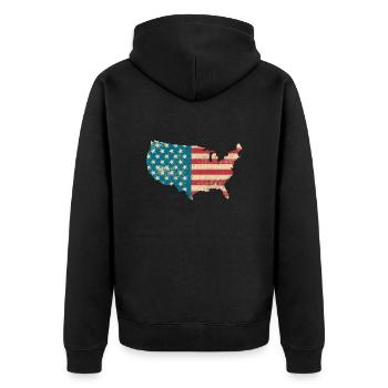 Amerika Vintage Flagge - United States - USA-Land - Veste à capuche bio Premium Unisexe - noir - Dos - Nico (187cm)