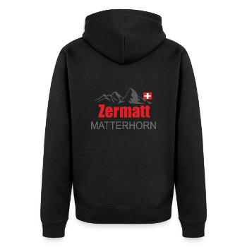 Print and design Your own Zermatt Hoodie - Unisex Premium Organic Zip Hoodie - black - Back - Nico (187cm)