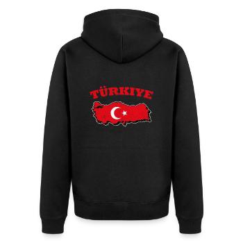 Türkiye Türkei Karte Flagge Halbmond Stern turkish - Unisex Premium Bio Zip Hoodie - Schwarz - Hinten - Nico (187cm)