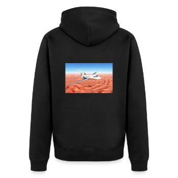 A passenger plane over a sandy desert - Unisex Premium Organic Zip Hoodie - black - Back - Nico (187cm)