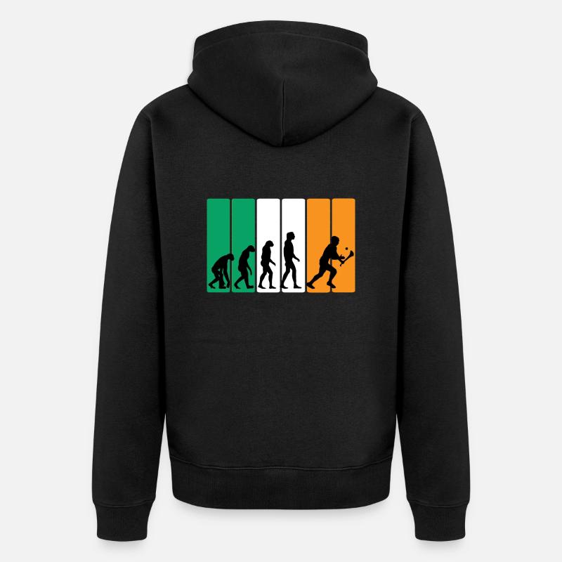 Die Evolution von Hurling - Unisex Premium Bio Zip Hoodie - Schwarz