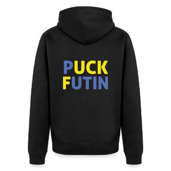 Puck Futin je soutiens l'ukraine - Veste à capuche bio Premium Unisexe - noir - Dos - Nico (187cm)