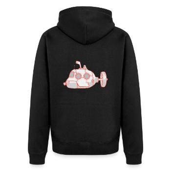 U-Boot in rot! - Unisex Premium Bio Zip Hoodie - Schwarz - Hinten - Nico (187cm)
