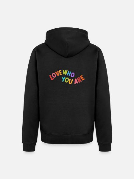 Liebe, wer du bist - Unisex Premium Bio Zip Hoodie - Schwarz