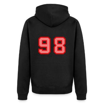 Cool Retro Retrostyle Jersey Number Back Number - Unisex Premium Organic Zip Hoodie - black - Back - Nico (187cm)
