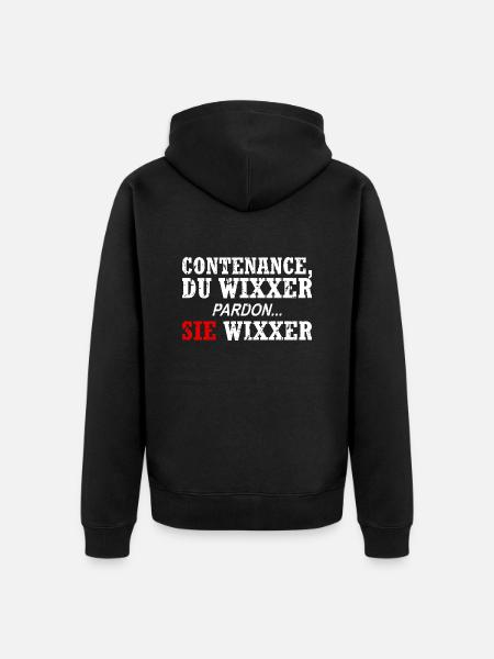 Contenance, Du Wixxer - Unisex Premium Bio Zip Hoodie - Schwarz