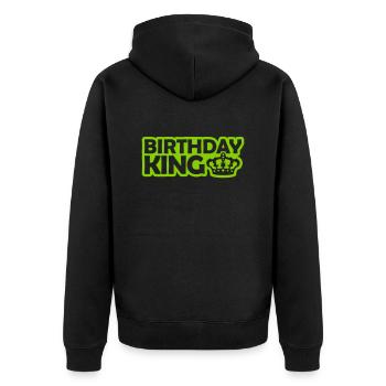 Birthday King Party Logo - Unisex Premium Bio Zip Hoodie - Schwarz - Hinten - Nico (187cm)