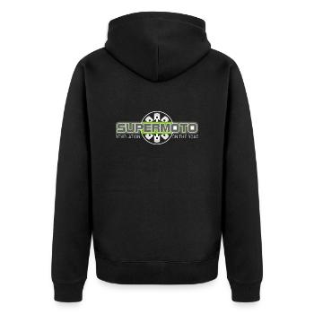 SUPER MOTO Monkey Moto Circle - Unisex Premium Bio Zip Hoodie - Schwarz - Hinten - Nico (187cm)