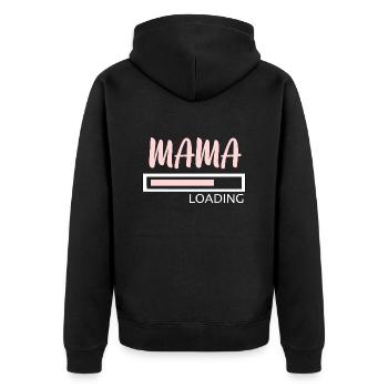 Mama lädt - Unisex Premium Bio Zip Hoodie - Schwarz - Hinten - Nico (187cm)