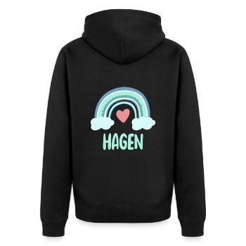 Hagen Name Rainbow Baby - Unisex Premium Organic Zip Hoodie - black - Back - Nico (187cm)