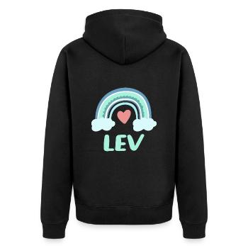 Lev Name Regenbogen Baby - Unisex Premium Bio Zip Hoodie - Schwarz - Hinten - Nico (187cm)