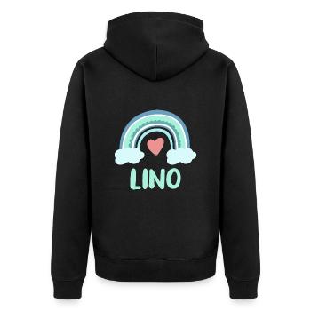 Lino Name Regenbogen Baby - Unisex Premium Bio Zip Hoodie - Schwarz - Hinten - Nico (187cm)