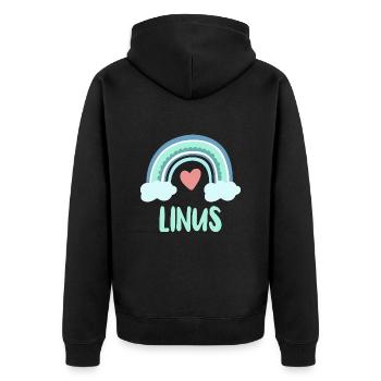 Linus Name Regenbogen Baby - Unisex Premium Bio Zip Hoodie - Schwarz - Hinten - Nico (187cm)