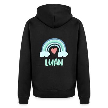 Luan Name Regenbogen Baby - Unisex Premium Bio Zip Hoodie - Schwarz - Hinten - Nico (187cm)