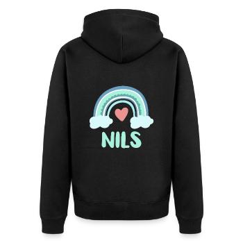 Nils Name Rainbow Baby - Unisex Premium Organic Zip Hoodie - black - Back - Nico (187cm)