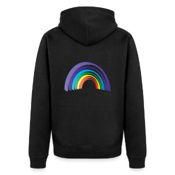 Regenbogen - Unisex Premium Bio Zip Hoodie - Schwarz - Hinten - Nico (187cm)