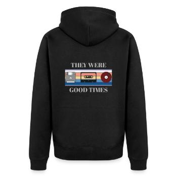 Year - Cassette - Disc -Vinyl Record - Gift - Unisex Premium Organic Zip Hoodie - black - Back - Nico (187cm)