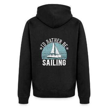 Catamaran captain I would rather sail catamaran - Unisex Premium Organic Zip Hoodie - black - Back - Nico (187cm)