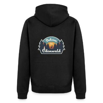 Daheim im Odenwald - Retro T-Shirt - Unisex Premium Bio Zip Hoodie - Schwarz - Hinten - Nico (187cm)