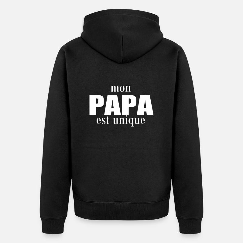 mon papa est unique - Veste à capuche bio Premium Unisexe - noir