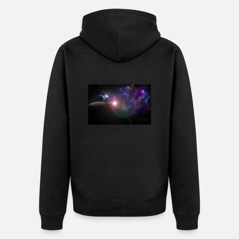 Lune et terre avec soleil - Veste à capuche bio Premium Unisexe - noir