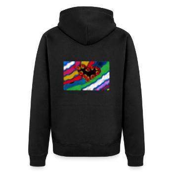 BE FREE - Unisex Premium Bio Zip Hoodie - Schwarz - Hinten - Nico (187cm)