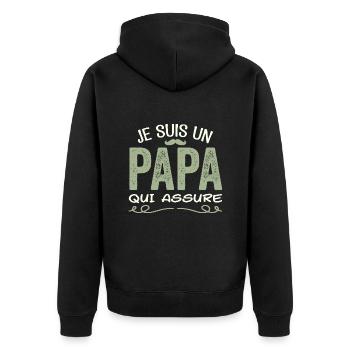 Je Suis Un Papa Qui Assure Cadeau Fête Des Pères - Veste à capuche bio Premium Unisexe - noir - Dos - Nico (187cm)