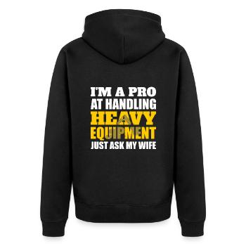 Retro Excavator Slogan Excavator Driver Construction Site - Unisex Premium Organic Zip Hoodie - black - Back - Nico (187cm)