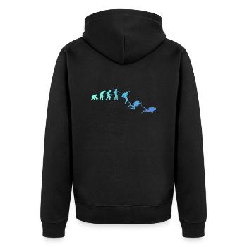 Tauchen Taucher Evolution - Unisex Premium Bio Zip Hoodie - Schwarz - Hinten - Nico (187cm)