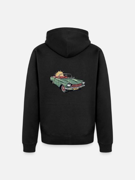 French convertible car - Unisex Premium Organic Zip Hoodie - black