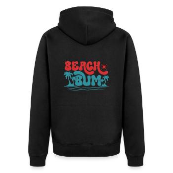 Beach Bum, Summer Sun Holiday Beach Palm Trees Sea - Unisex Premium Organic Zip Hoodie - black - Back - Nico (187cm)