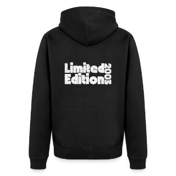 Limitierte Auflage 2003 - Unisex Premium Bio Zip Hoodie - Schwarz - Hinten - Nico (187cm)