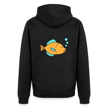 fisch comic 01 - Unisex Premium Bio Zip Hoodie - Schwarz - Hinten - Nico (187cm)