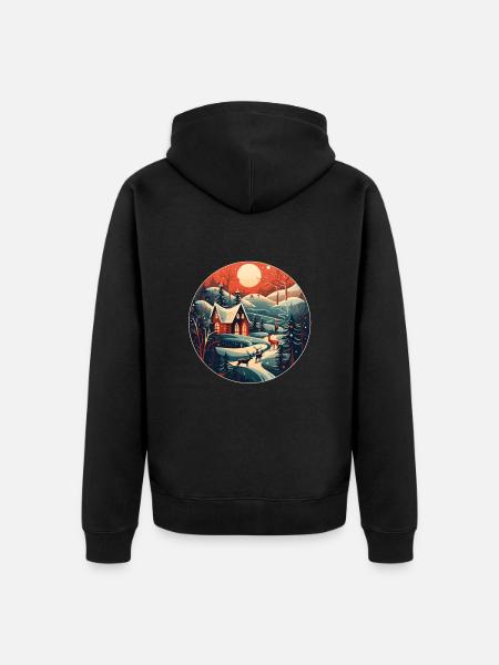 Christmas Winter Landscape - Unisex Premium Organic Zip Hoodie - black